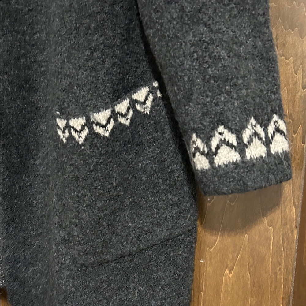 Max Studio  Cozy Black Charcoal Patterned Open-Front Women's Cardigan Sweater XL - Picture 4 of 10